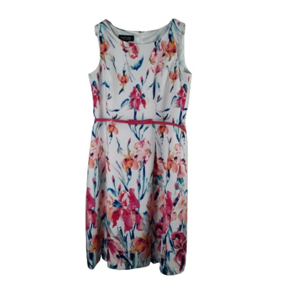Evan Picone Dresses & Skirts - Black Label By Evan Picone Womens Sleeveless Floral Print Belt Dress Size 14